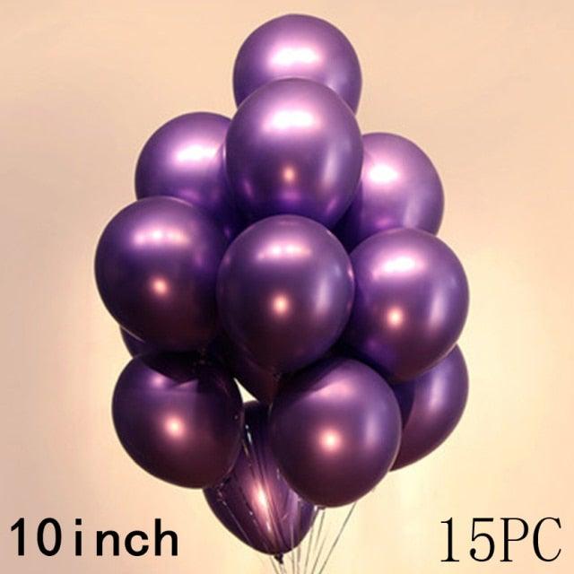50/15pcs 10inch Gold Silver Black Metal Latex Confetti Balloons For Wedding Decorations Birthday Party Decorations Bridal Showers Baby Showers