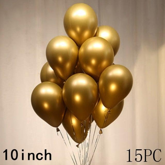 50/15pcs 10inch Gold Silver Black Metal Latex Confetti Balloons For Wedding Decorations Birthday Party Decorations Bridal Showers Baby Showers