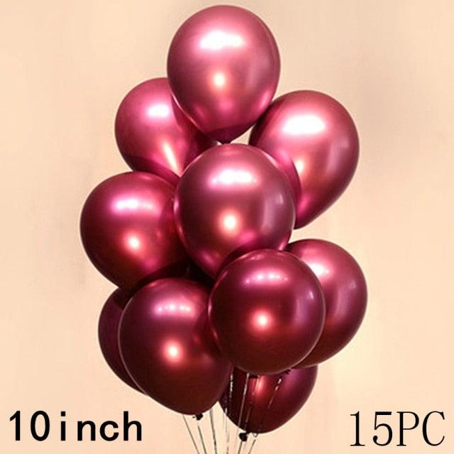 50/15pcs 10inch Gold Silver Black Metal Latex Confetti Balloons For Wedding Decorations Birthday Party Decorations Bridal Showers Baby Showers