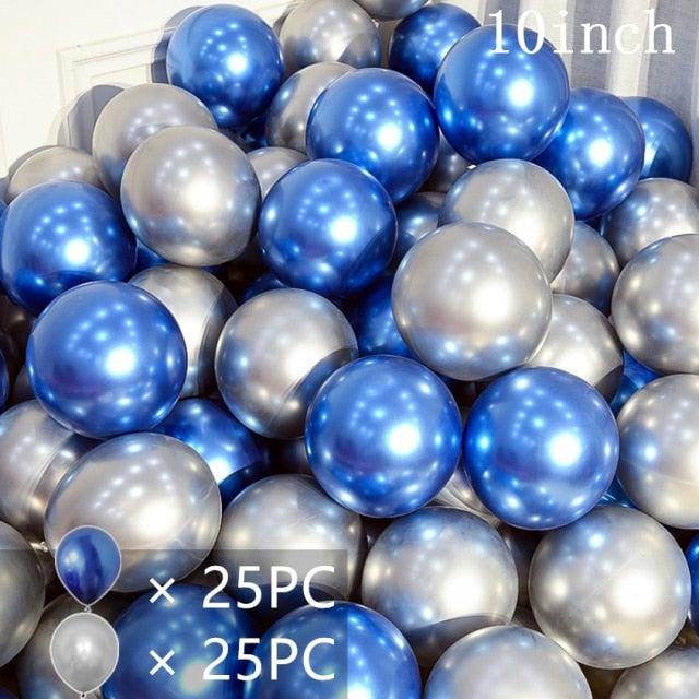 50/15pcs 10inch Gold Silver Black Metal Latex Confetti Balloons For Wedding Decorations Birthday Party Decorations Bridal Showers Baby Showers