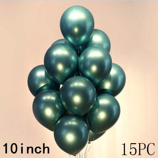 50/15pcs 10inch Gold Silver Black Metal Latex Confetti Balloons For Wedding Decorations Birthday Party Decorations Bridal Showers Baby Showers