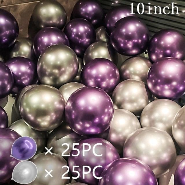 50/15pcs 10inch Gold Silver Black Metal Latex Confetti Balloons For Wedding Decorations Birthday Party Decorations Bridal Showers Baby Showers