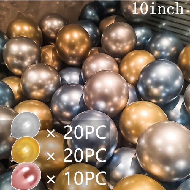 50/15pcs 10inch Gold Silver Black Metal Latex Confetti Balloons For Wedding Decorations Birthday Party Decorations Bridal Showers Baby Showers