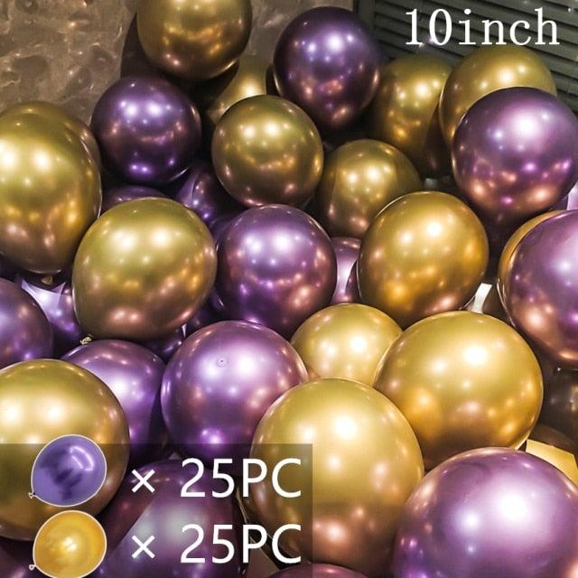 50/15pcs 10inch Gold Silver Black Metal Latex Confetti Balloons For Wedding Decorations Birthday Party Decorations Bridal Showers Baby Showers