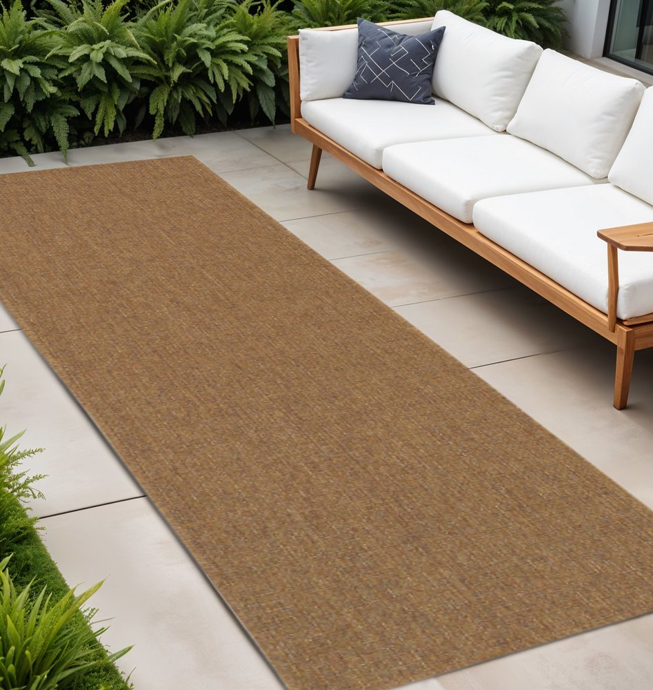 2' X 8' Tan Stain Resistant Indoor Outdoor Area Rug