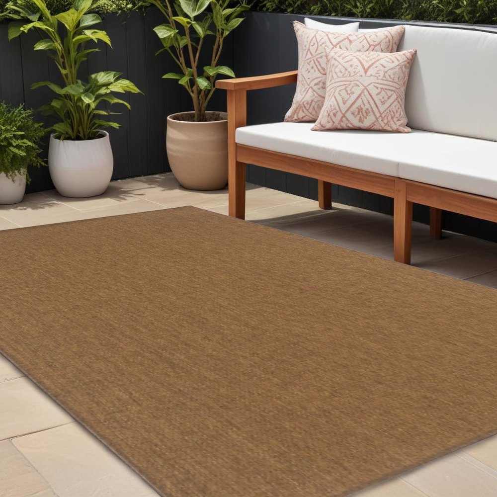 7' X 10' Tan Stain Resistant Indoor Outdoor Area Rug