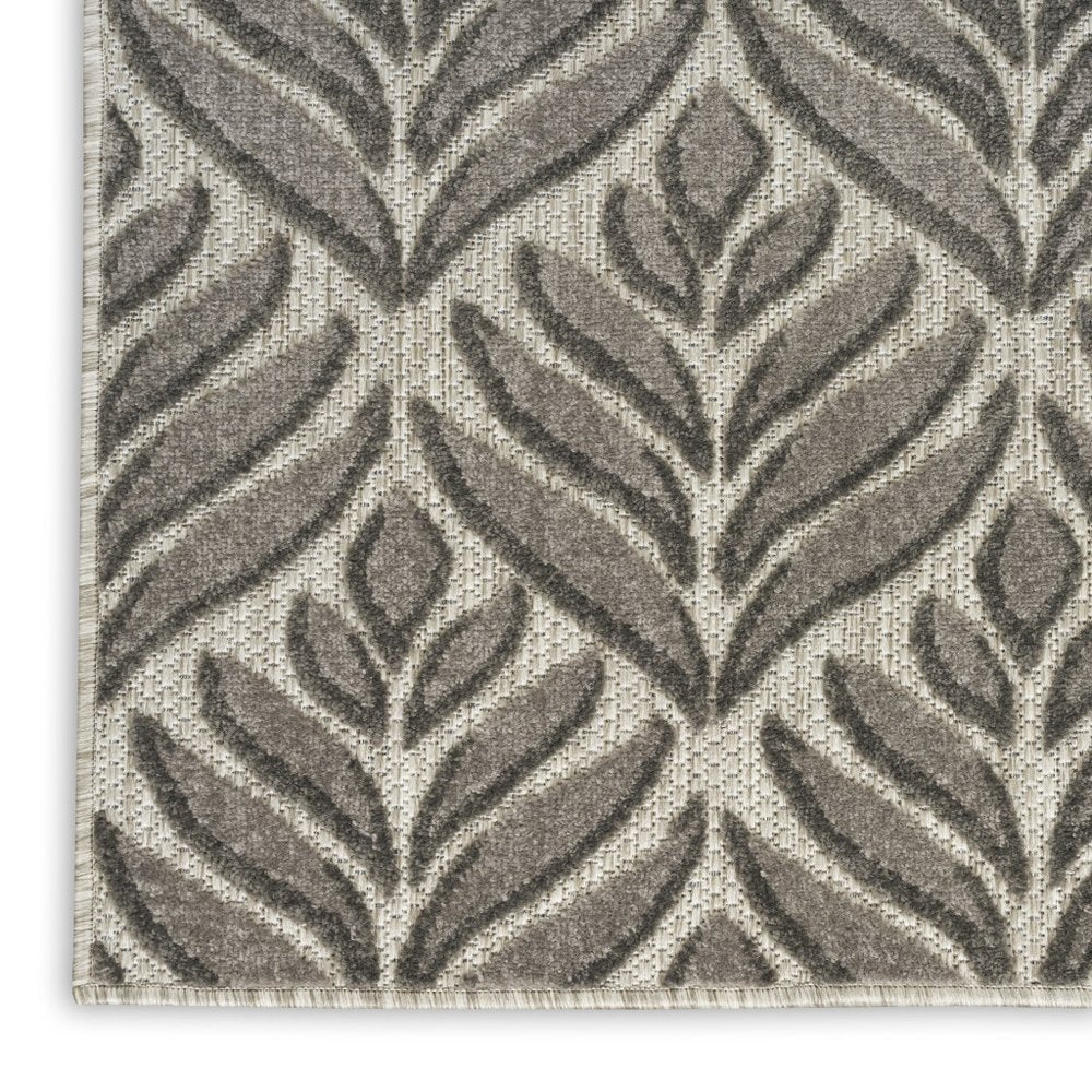 9' X 12' Charcoal Floral Stain Resistant Non Skid Area Rug