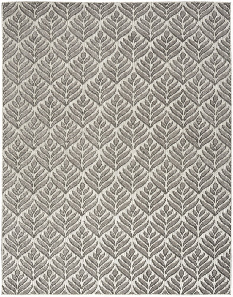 9' X 12' Charcoal Floral Stain Resistant Non Skid Area Rug