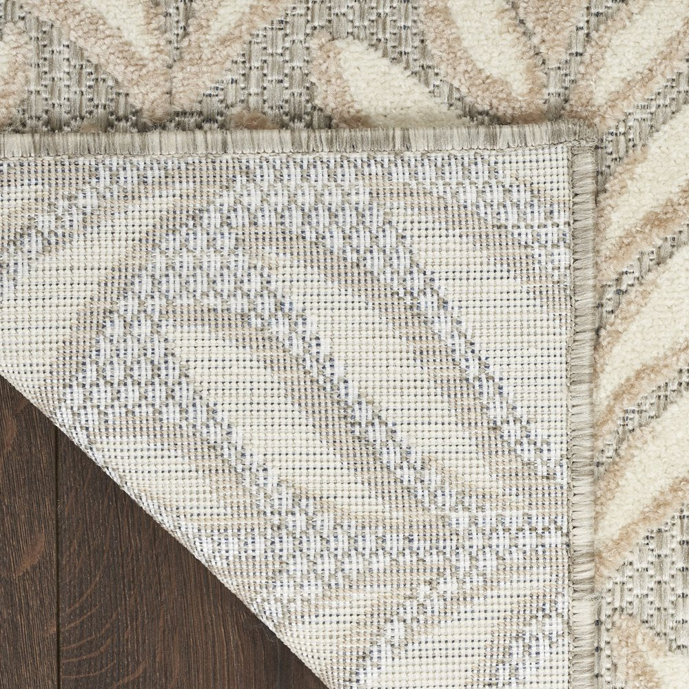 9' X 12' Ivory And Grey Floral Stain Resistant Non Skid Area Rug