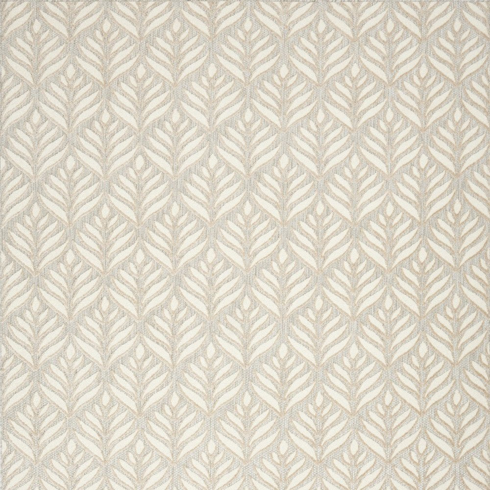 9' X 12' Ivory And Grey Floral Stain Resistant Non Skid Area Rug