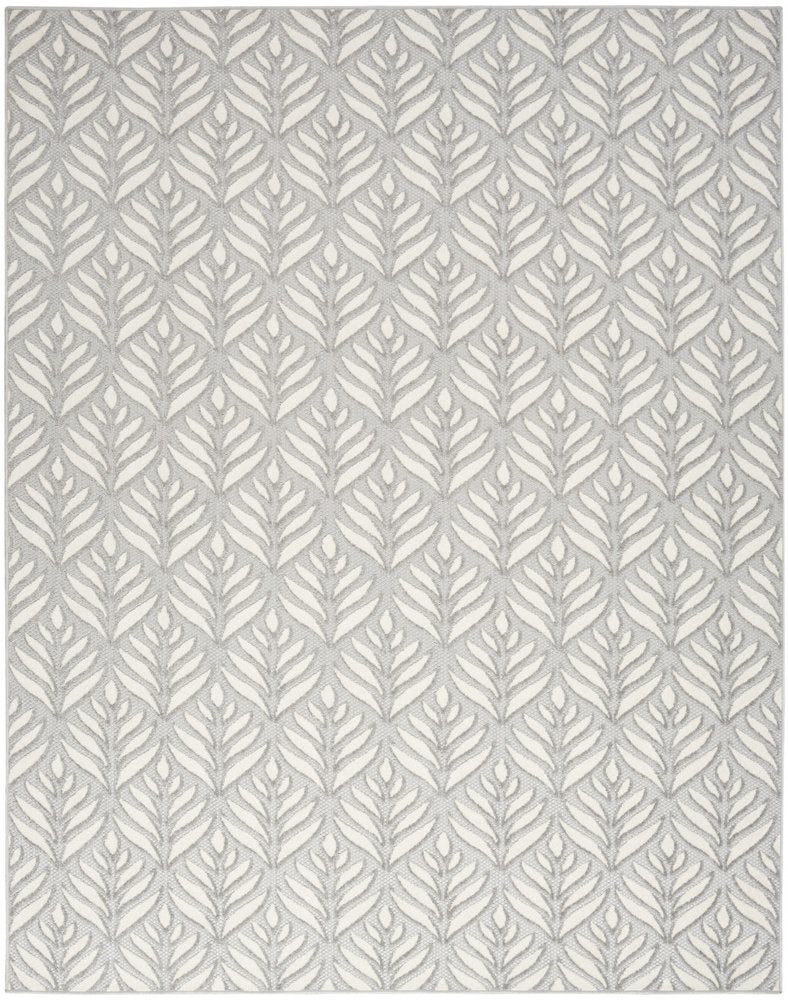 9' X 12' Grey Floral Stain Resistant Non Skid Area Rug