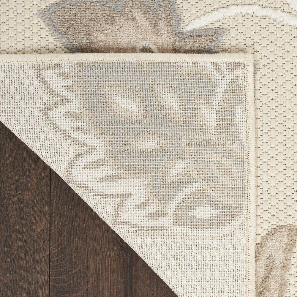 7' X 10' Beige Floral Non Skid Indoor Outdoor Area Rug