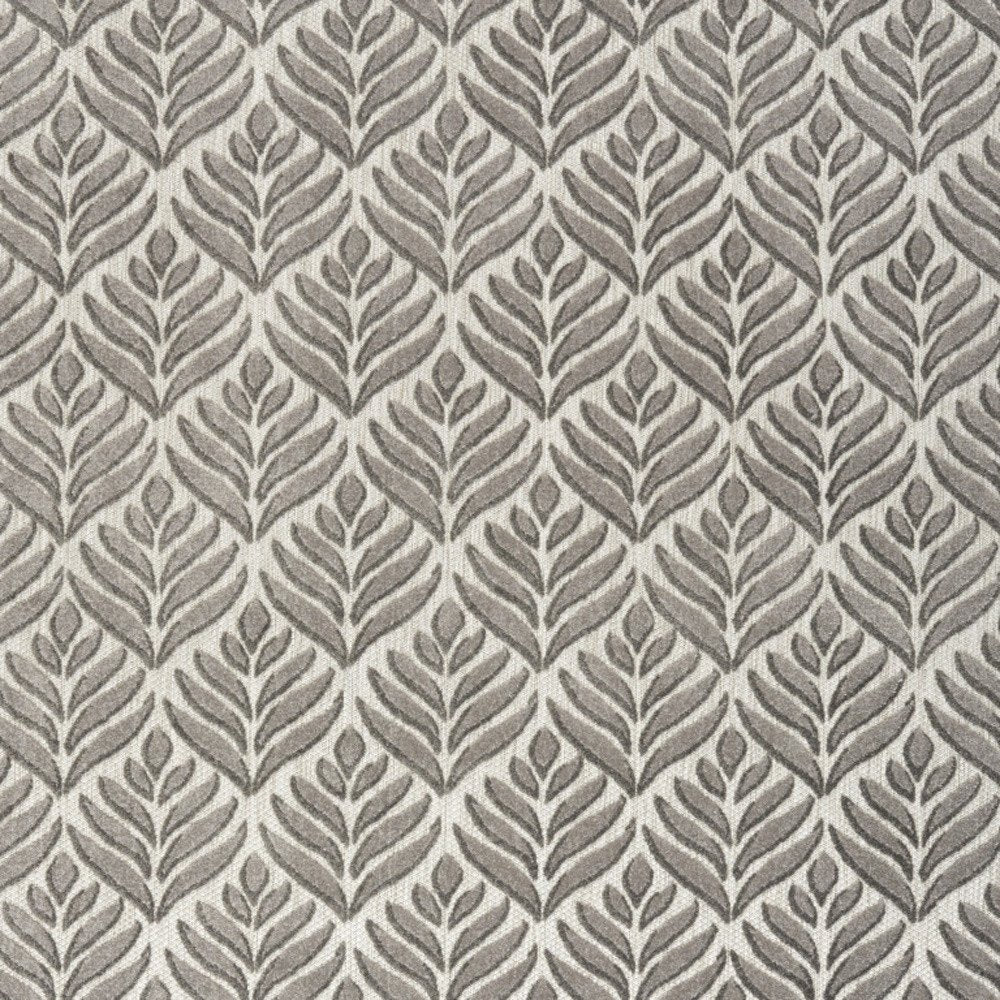 8' X 11' Charcoal Floral Non Skid Indoor Outdoor Area Rug