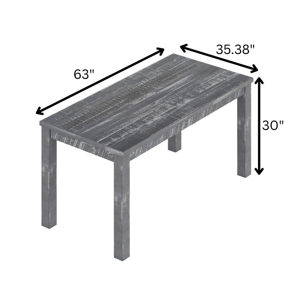 63" White Solid Wood Dining Table
