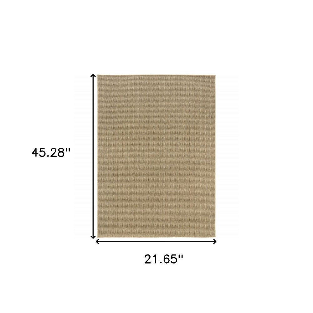 2' X 4' Beige Stain Resistant Indoor Outdoor Area Rug