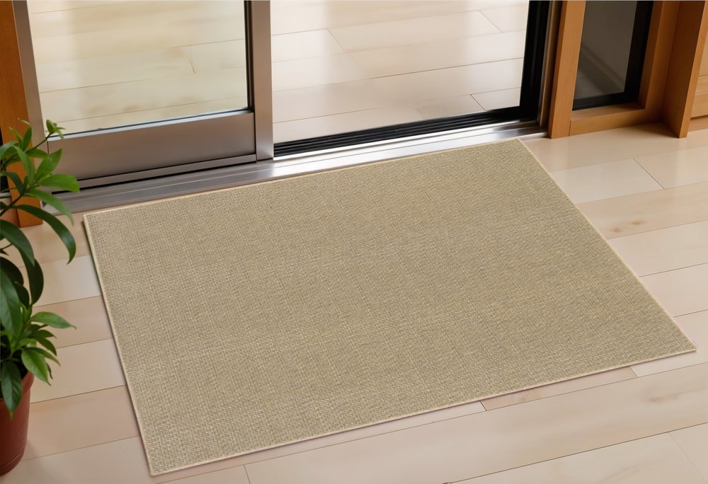 2' X 4' Beige Stain Resistant Indoor Outdoor Area Rug