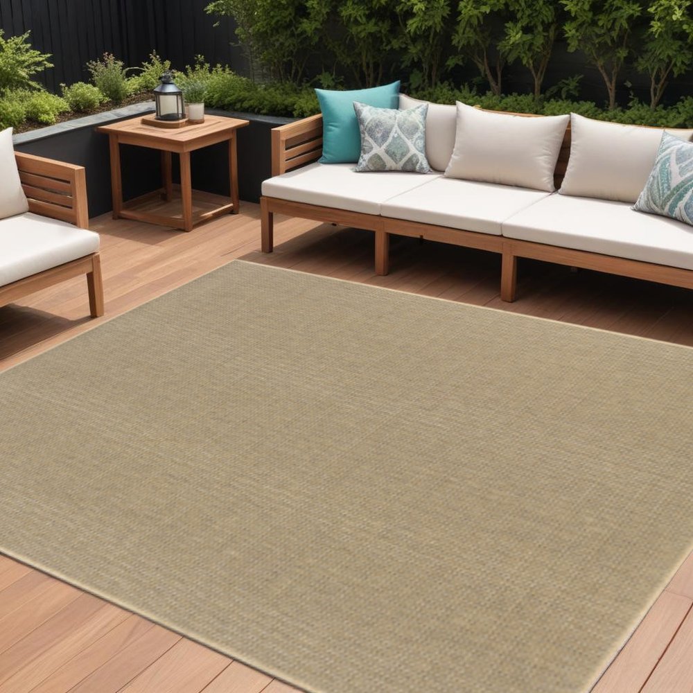 8' X 11' Beige Stain Resistant Indoor Outdoor Area Rug