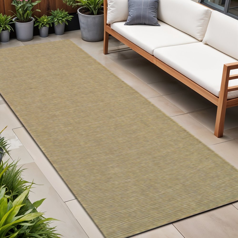 2' X 8' Tan Stain Resistant Indoor Outdoor Area Rug