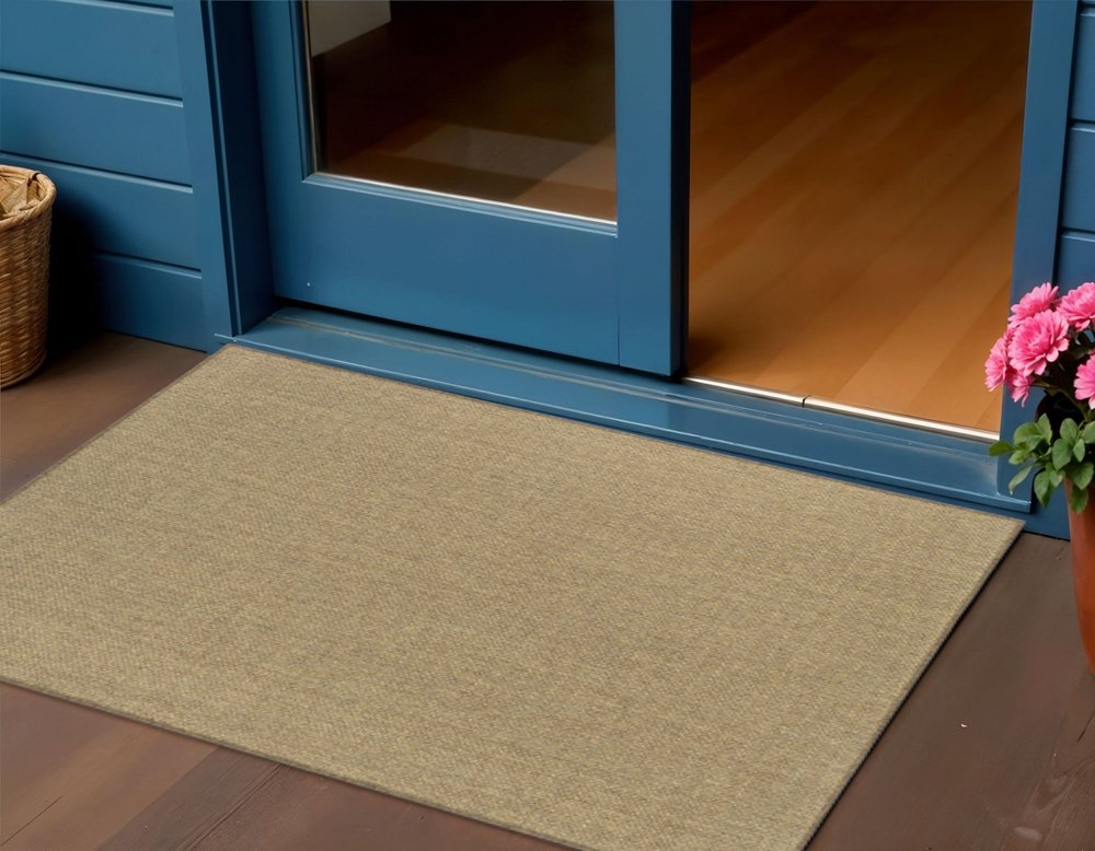 2' X 4' Tan Stain Resistant Indoor Outdoor Area Rug