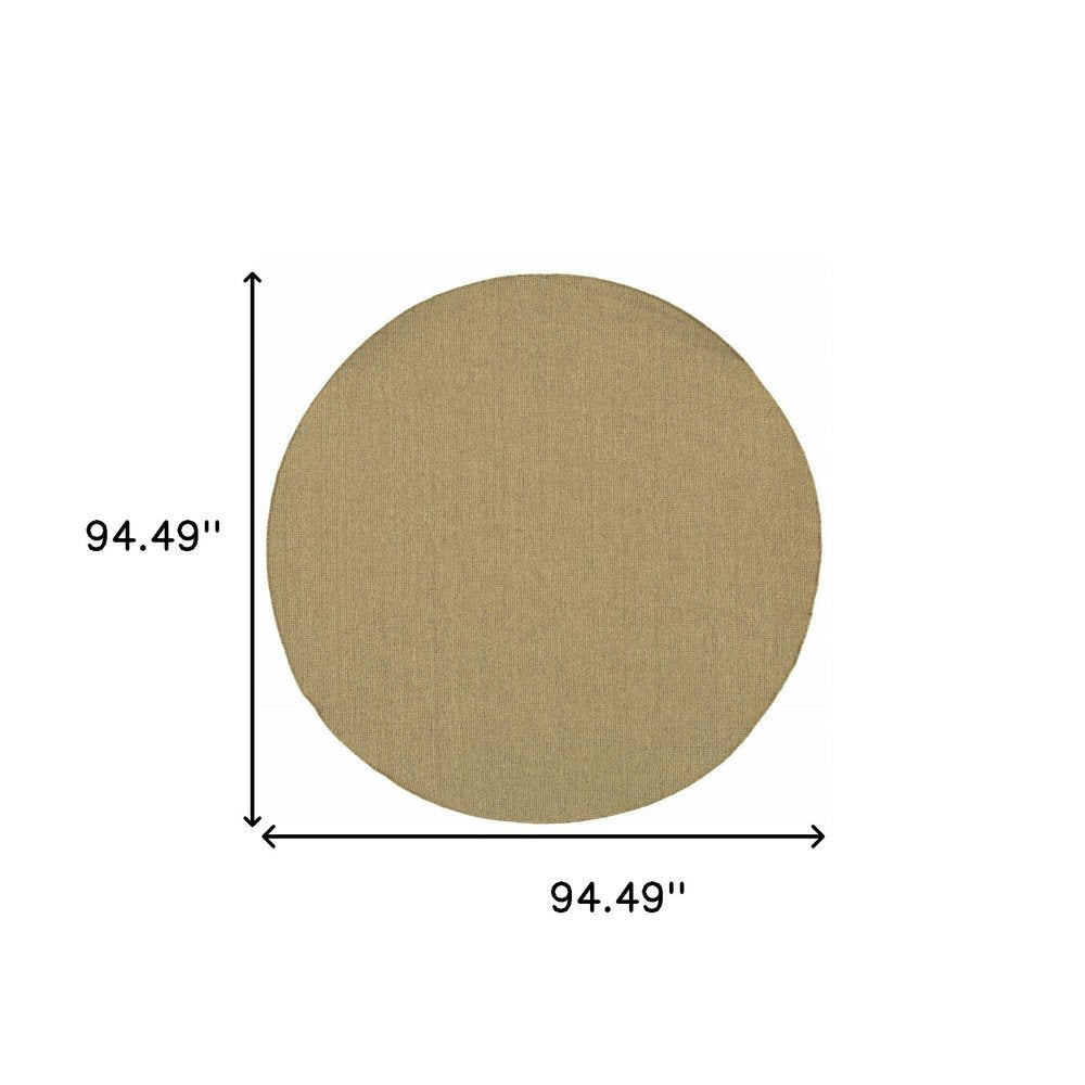 8' X 8' Tan Round Stain Resistant Indoor Outdoor Area Rug