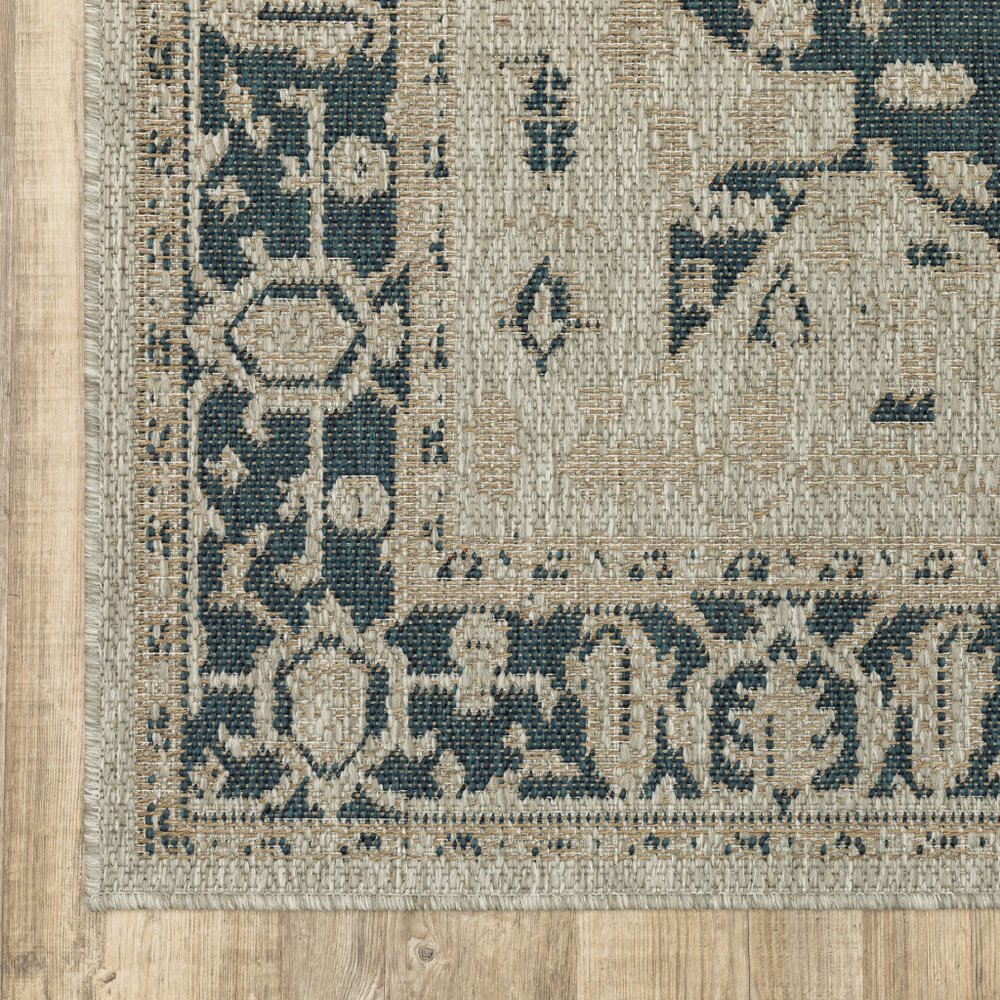 3' X 5' Gray Oriental Stain Resistant Indoor Outdoor Area Rug