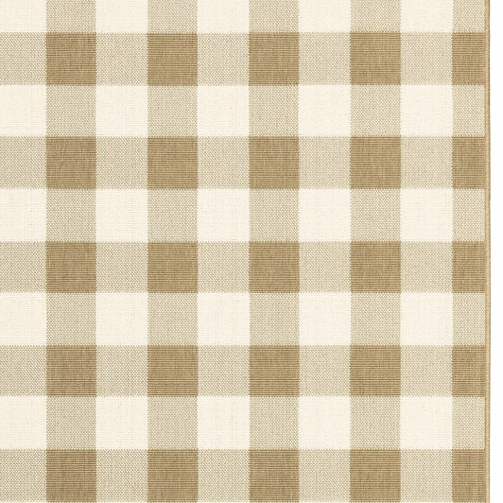 4' X 6' Gray and Ivory Geometric Stain Resistant Indoor Outdoor Area Rug