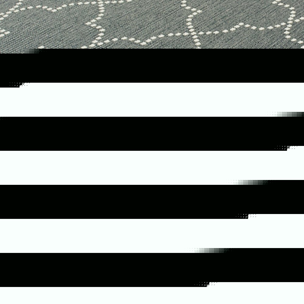 2' X 8' Gray and Ivory Geometric Stain Resistant Indoor Outdoor Area Rug