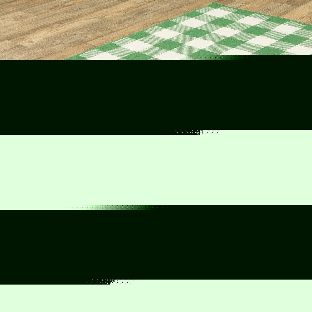 2' X 3' Green and Ivory Geometric Stain Resistant Indoor Outdoor Area Rug