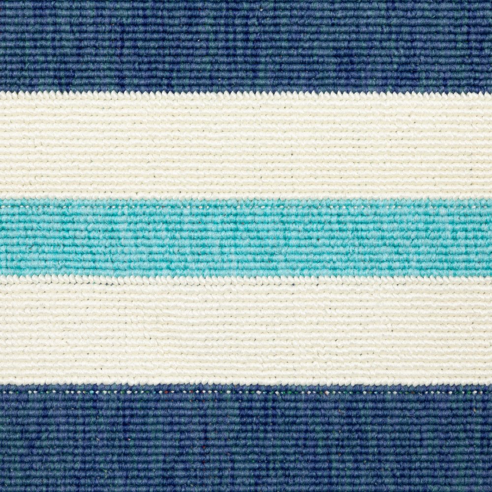 4' X 6' Blue and Ivory Geometric Stain Resistant Indoor Outdoor Area Rug