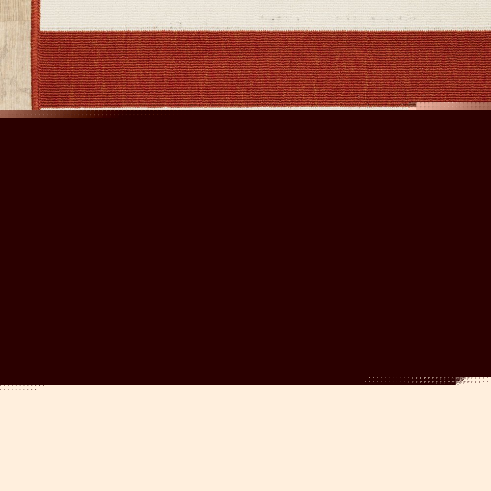 7' X 10' Red and Ivory Geometric Stain Resistant Indoor Outdoor Area Rug