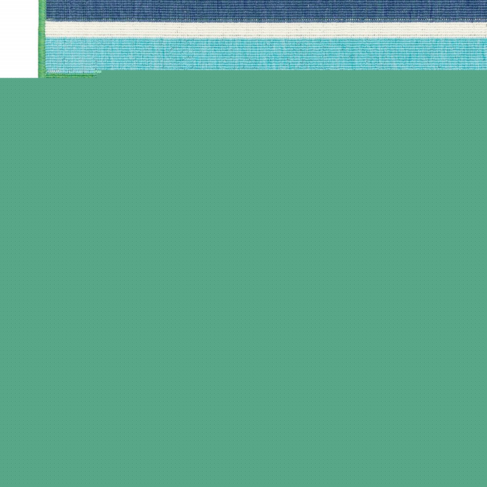 2' X 8' Blue and Green Geometric Stain Resistant Indoor Outdoor Area Rug