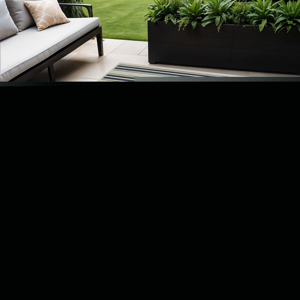 5' X 7' Blue and Beige Geometric Stain Resistant Indoor Outdoor Area Rug