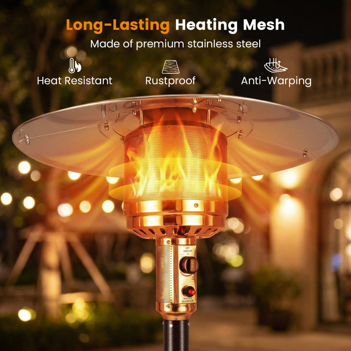 50 000 BTU Patio Propane Gas Heater with Stainless Steel Burner-Bronze