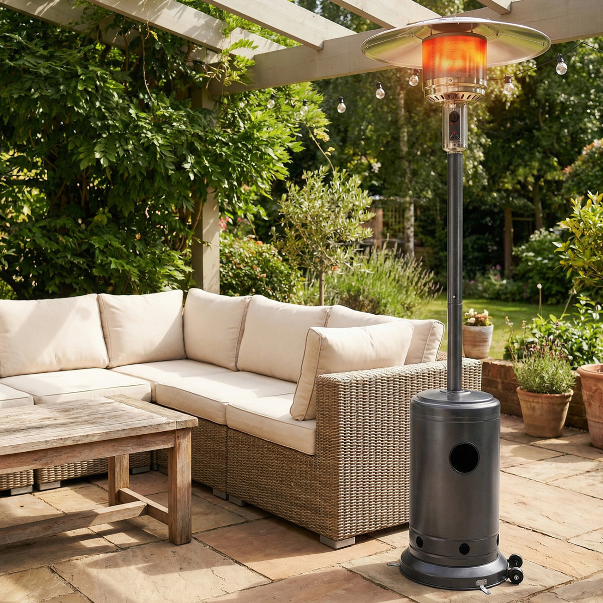 50 000 BTU Patio Propane Gas Heater with Stainless Steel Burner-Gray