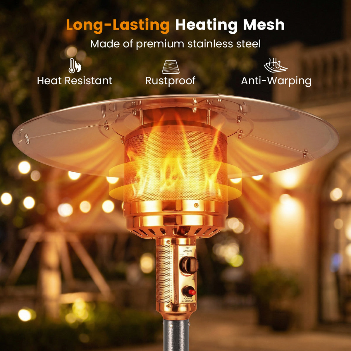 50 000 BTU Patio Propane Gas Heater with Stainless Steel Burner-Gray