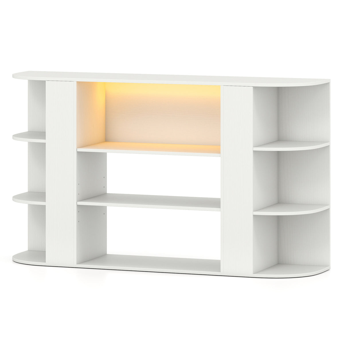 50 Inch TV Stand for 55 Inch TV with RGB Lights Entertainment Center with Adjustable and Removable Shelf-White