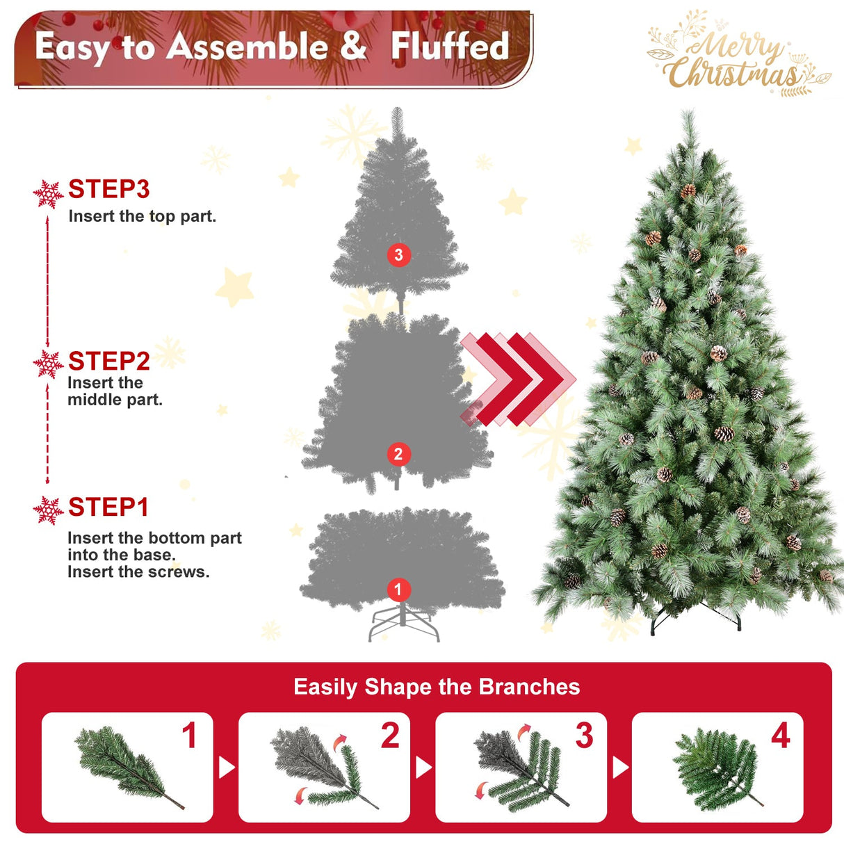 8 Ft The Full-Bodied Pre-Decorated Pinecone Christmas Tree