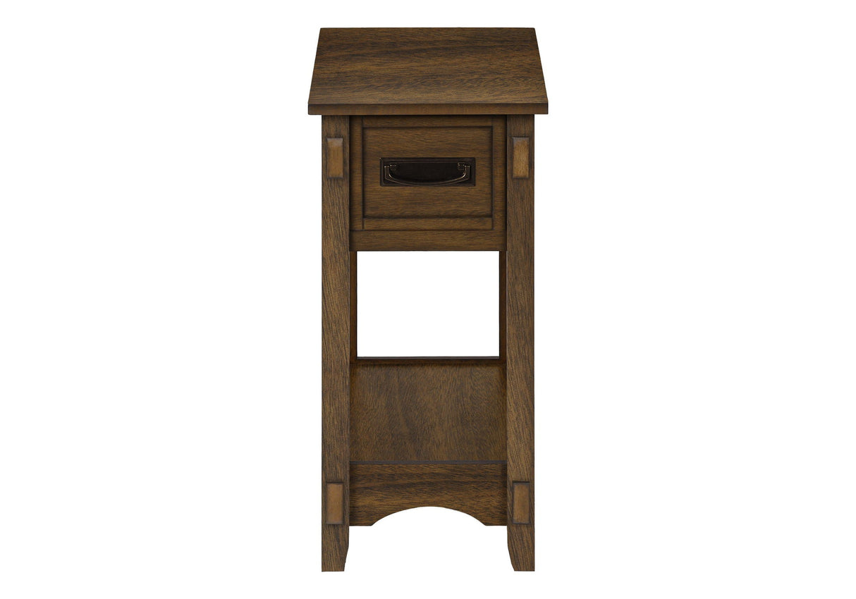 Accent End Table, 2 Tier, Narrow, Storage Drawer, Transitional - Walnut by Couch.com