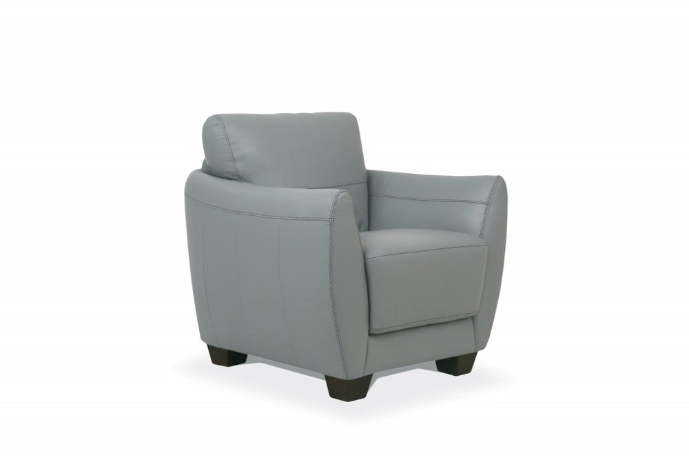33" Gray and Black Genuine Leather Arm Chair