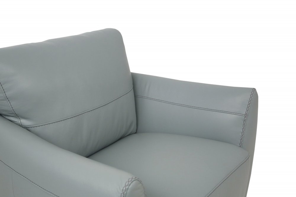 33" Gray and Black Genuine Leather Arm Chair