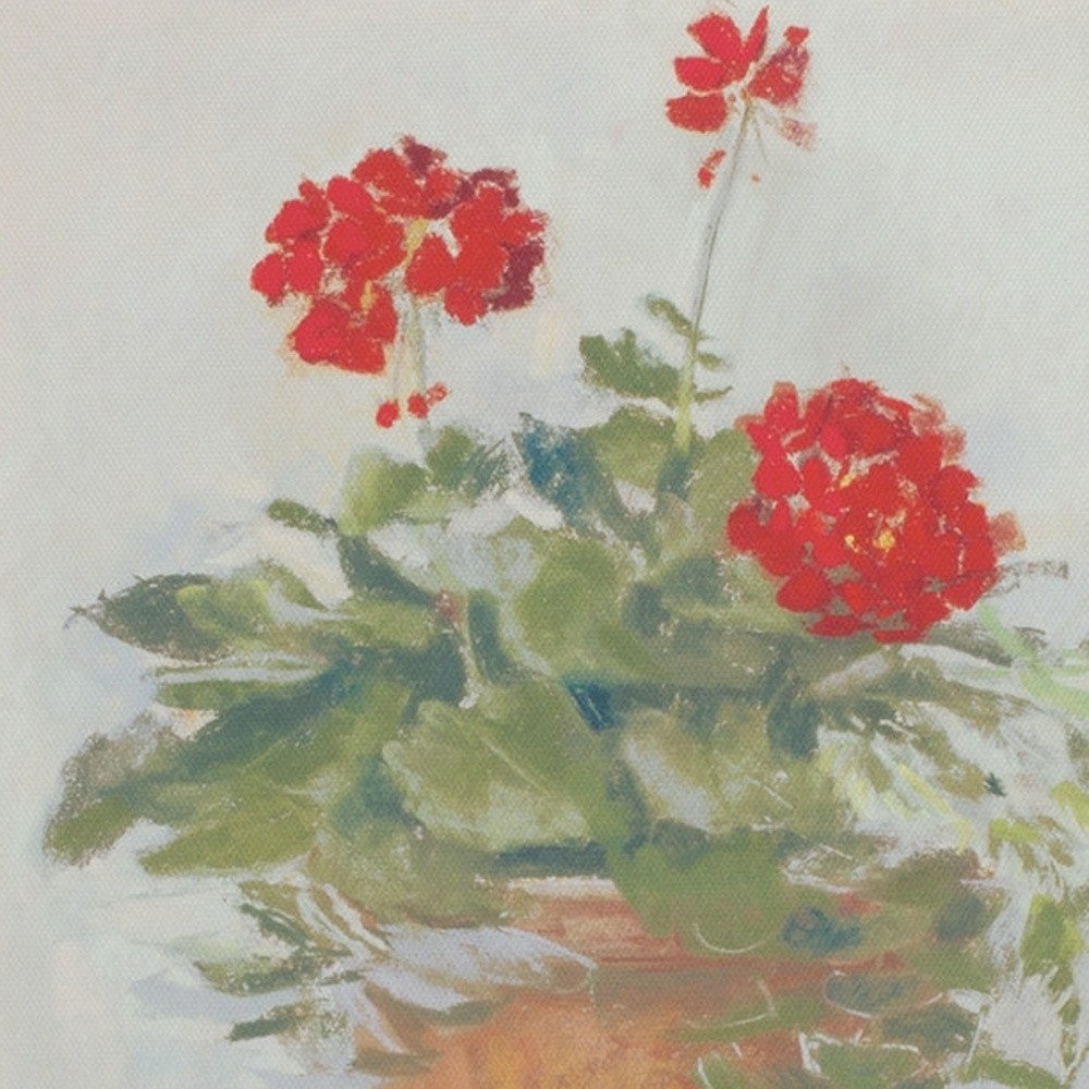 Set of Two White Brown And Red Flower Framed Art