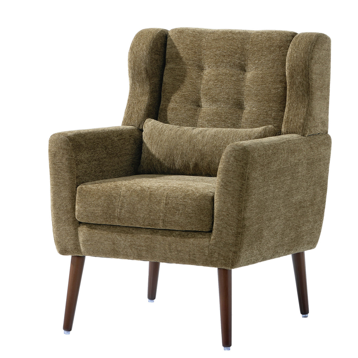 Modern Accent Chair, Chenille Arm Chairs For Living Room, Upholstered Mordern Armchair, Comfy Soft Padded Lounge Chair In Small Space, Bedroom, With Pillow, Solid Wood Leg by Couch.com