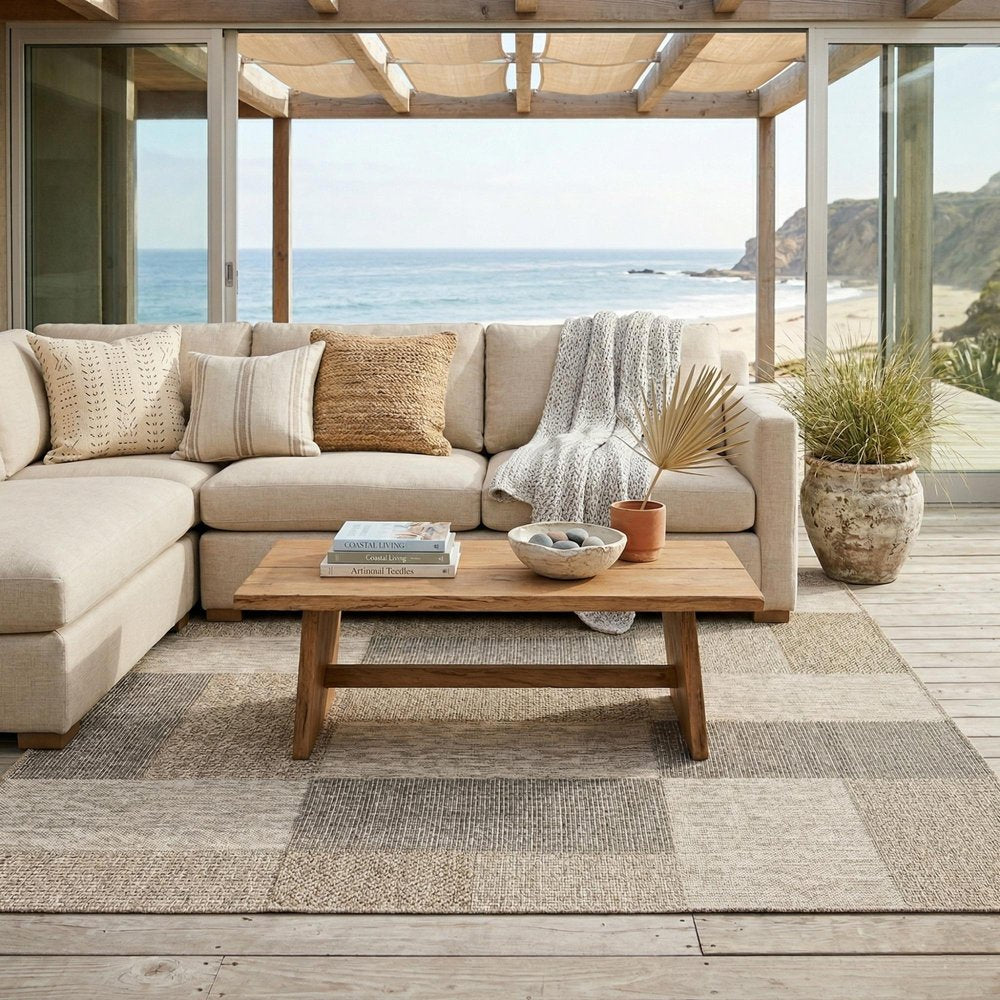 5' X 7' Gray Geometric Handmade Indoor Outdoor Area Rug