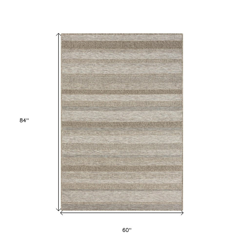 8' X 10' Gray Striped Handmade Indoor Outdoor Area Rug
