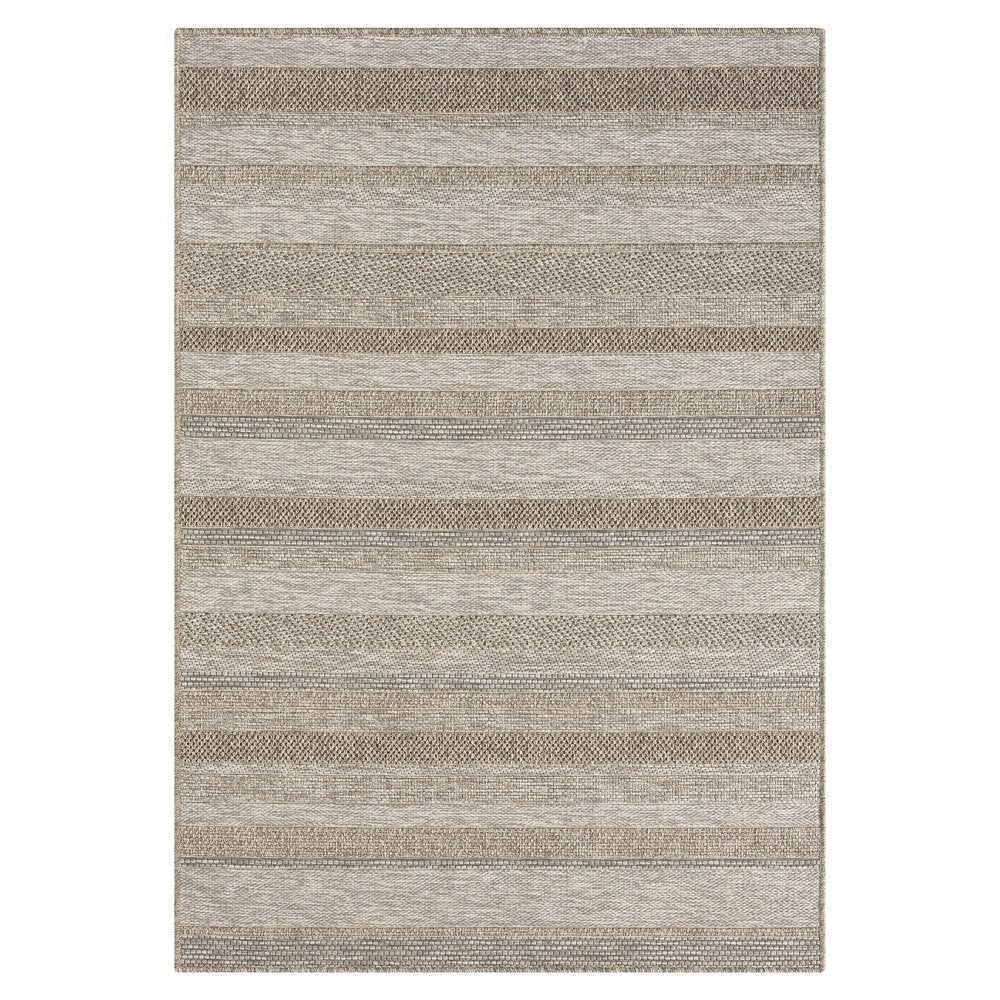 8' X 10' Gray Striped Handmade Indoor Outdoor Area Rug