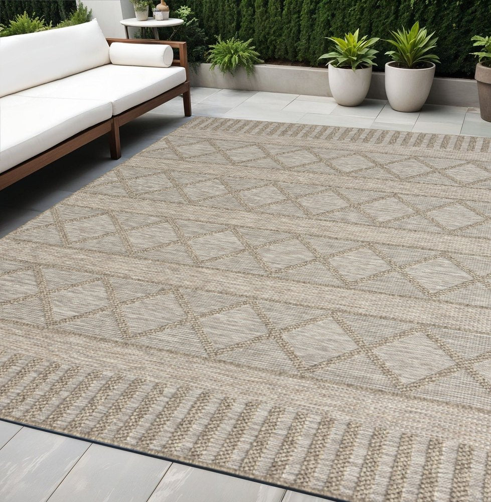 5' X 7' Gray Striped Handmade Indoor Outdoor Area Rug