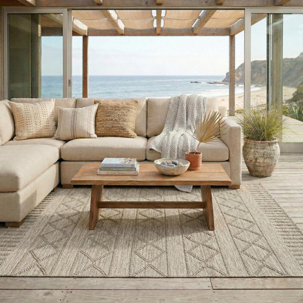 5' X 7' Gray Striped Handmade Indoor Outdoor Area Rug