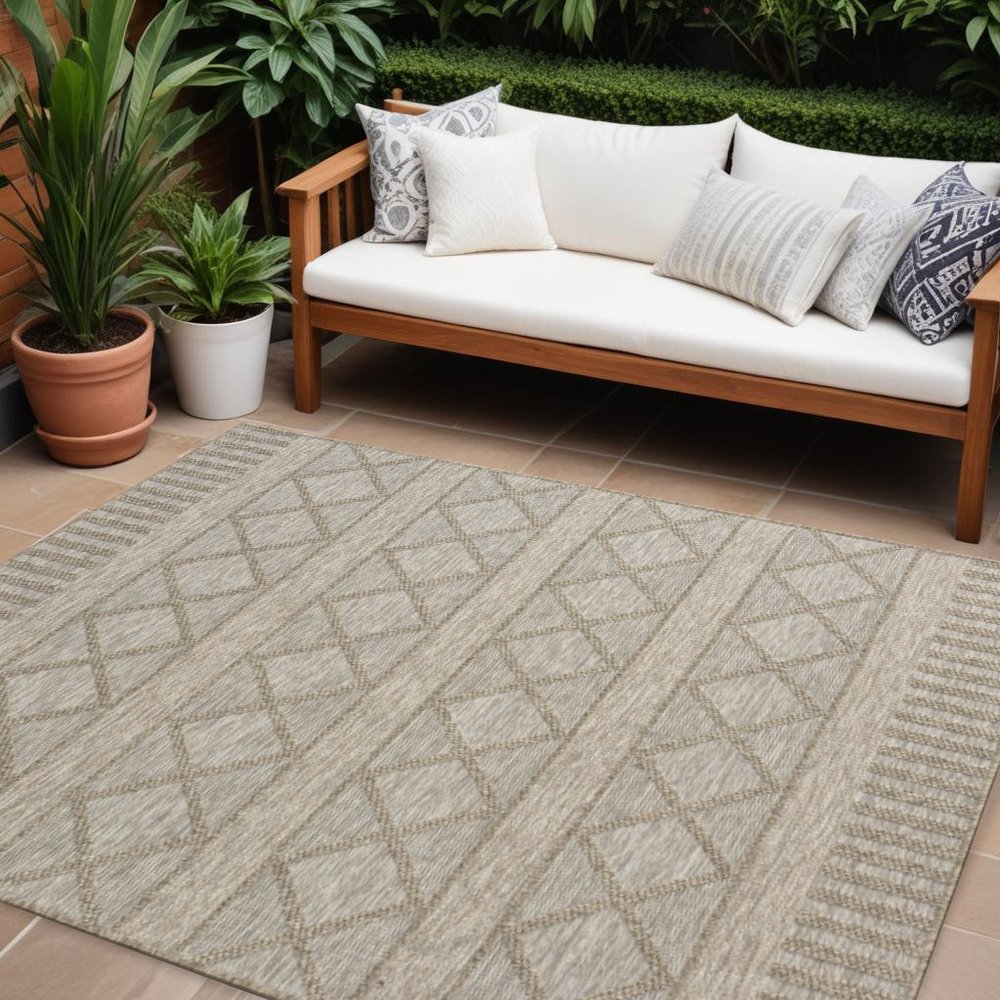5' X 7' Gray Striped Handmade Indoor Outdoor Area Rug