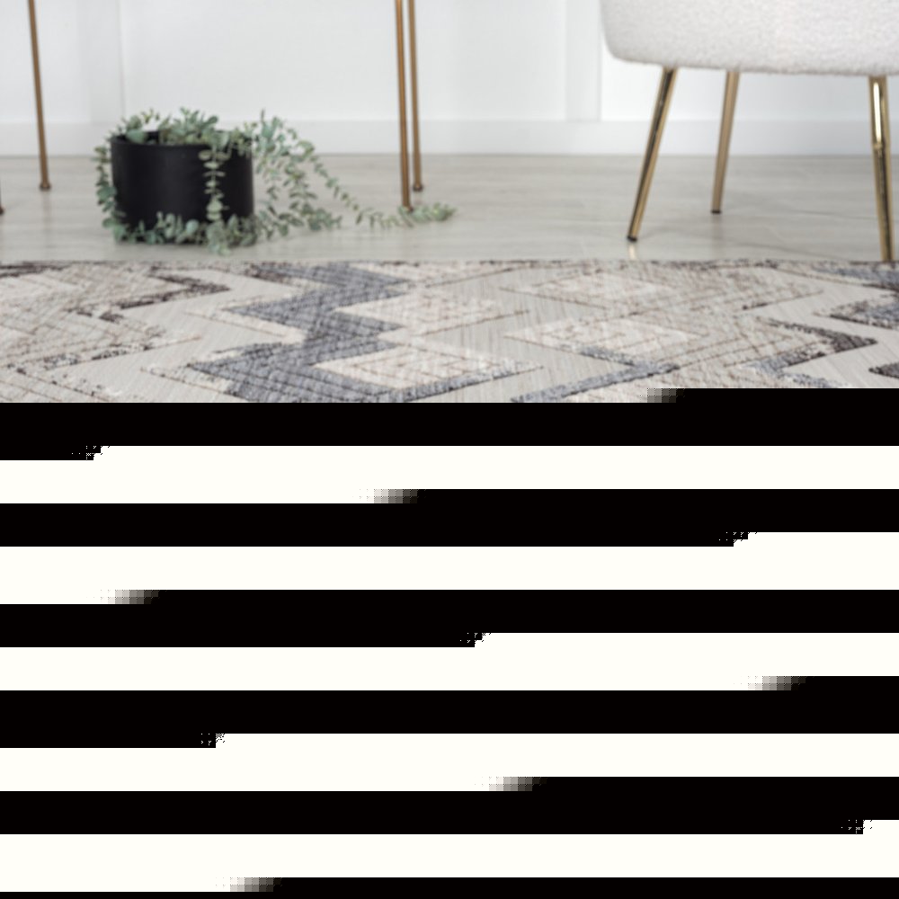 5' X 7' Blue And Ivory Chevron Indoor Outdoor Area Rug