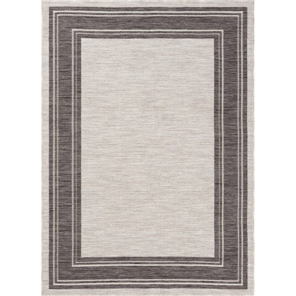 8' X 9' Gray And Ivory Indoor Outdoor Area Rug
